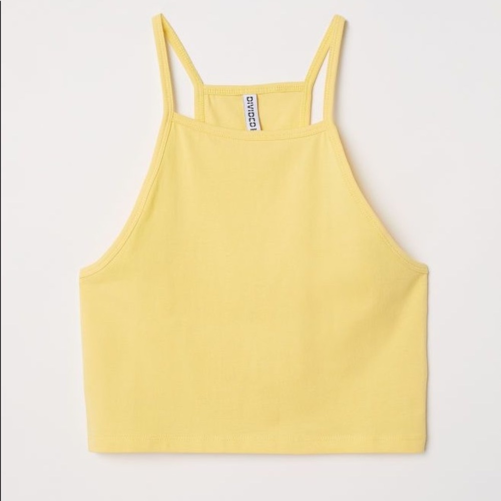 2/20$. Short strappy yellow tank top